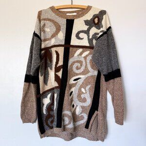 size 14/16 1X sweater FITTING IMAGE vintage 80s 90s brown retro silk rabbit hair